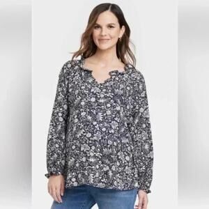 Isabel Blouse Long Sleeve Ruffle MaternityTop - Isabel by Ingrid bohemian
